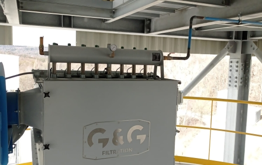 bodový filtr pro lokální odprášení sila, filtr umístěný na sile, silofiltr s regenerací plochých filtračních hadic