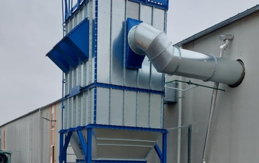 Filtr pro centrální odsávání pilin při dřevoobrábění, pneudoprava pilin