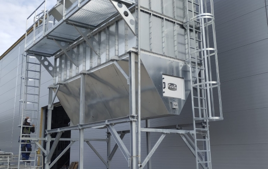 filtr pro sklad tuhých alternativních paliv, centrální odsávání skladu odpadu, odsávání skladu komunálního odpadu