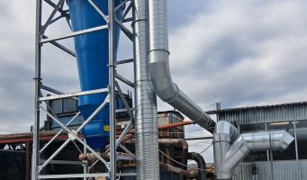 Cyklonový odlučovač, transportní ventilátor, vzduchotechnické potrubí odsávání pilin, separace pilin