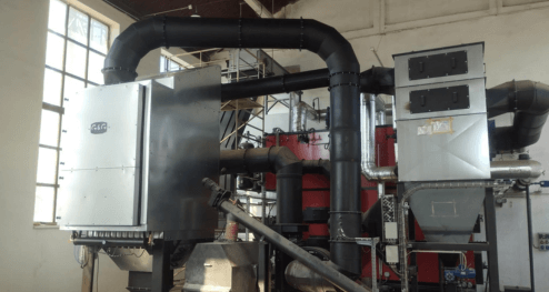 Filtrace spalin za kotlem na štěpku